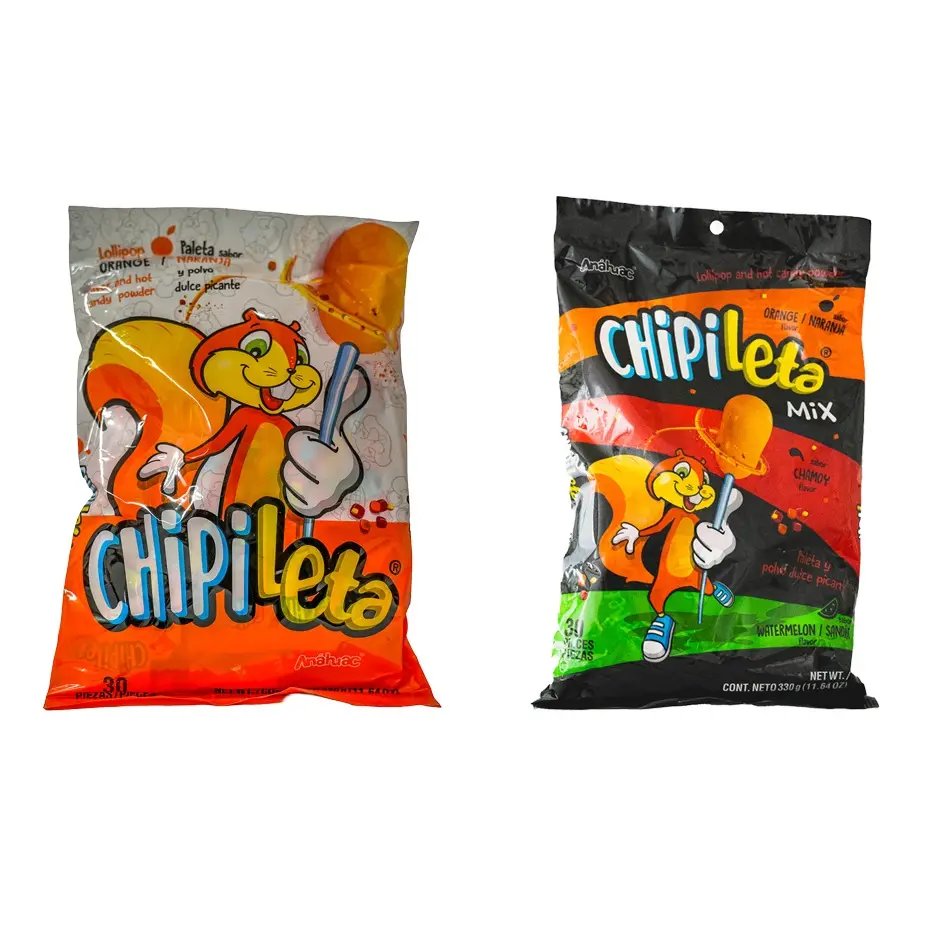 Anahuac Chipileta Naranja & Mix Classic Mexican Lollipop with Hard Caramel Orange Fruit Citrus Flavors & Chili Powder Sweet Tangy Mildly Spicy