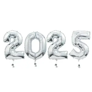 2025 Silver Mylar Balloon Kit - 4 Pc.