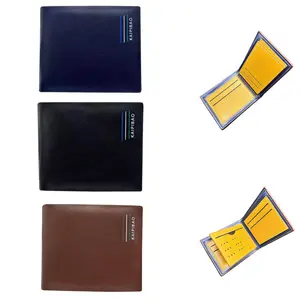 Kiapidao Qianlai New Cross-Border Letter Short Wallet Men's PU Leather Texture Wallet in Navy Black & Brown Colors