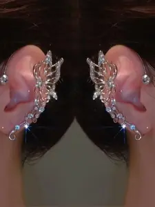 2 pairs of butterfly-shaped ear clips for climbing, shiny fairy wing ear covers. No piercing clips for copper earrings. Suitable for party accessories, anti-allergy ear piercings, dates, vacations, casual jewelry decorations. Suitable for all occasions.