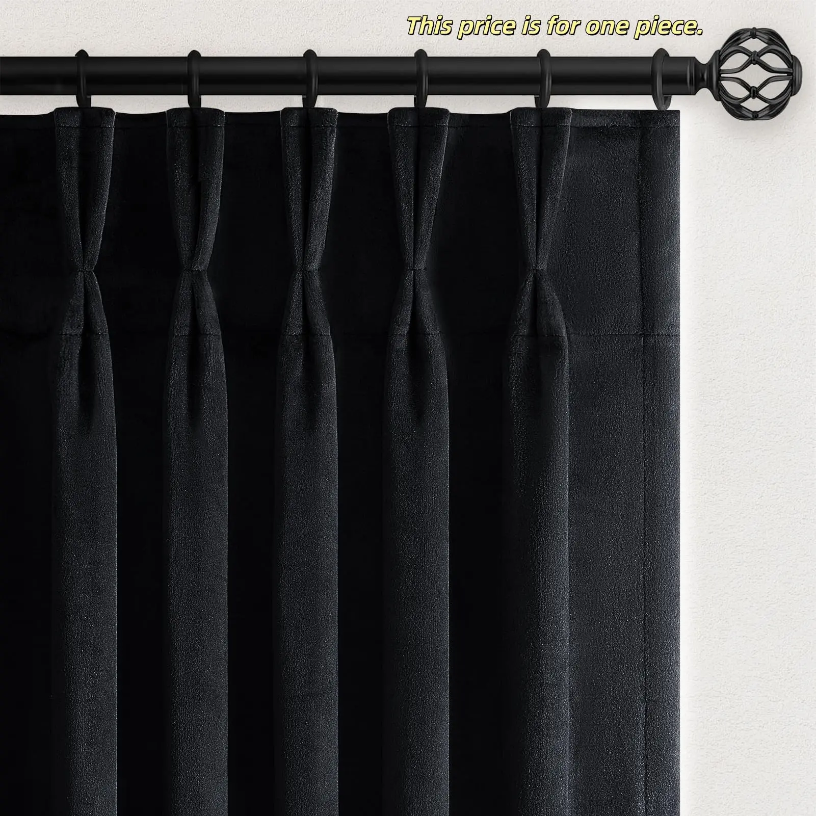 and Taupe Velvet Pinch Pleated Curtains, Window Curtain, Blackout Window Cover, 84 Inches Long, Bedroom Living Room, Elegant Luxury, Darkening Blackout, Thermal Insulated, with Hooks
