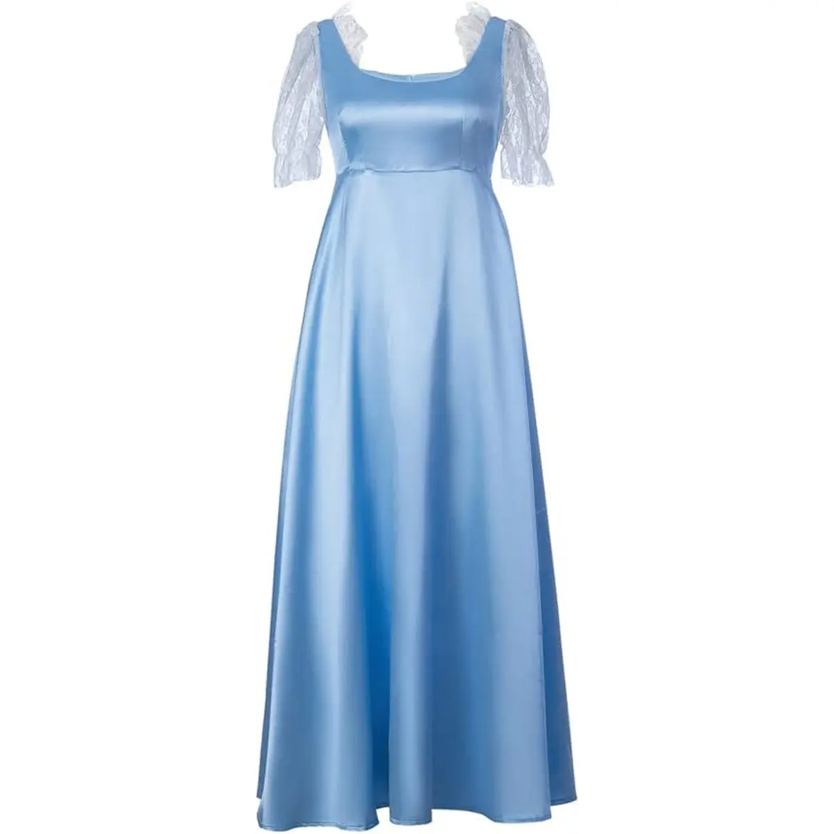 Women‘s Daphne Cosplay Costume Light Blue Floral Empire Waist Regency Dress