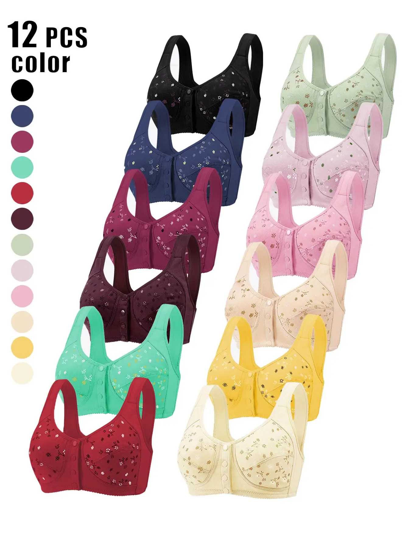dailydrip【Plus Size】 Women's Floral Print Wireless Bra, Casual Comfortable Breathable Bra for Daily Wear, Women's Lingerie for All Seasons comfyessent