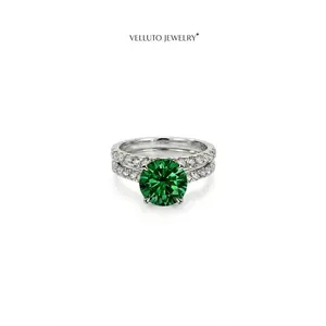 Platinum-Plated Green Moissanite Adjustable Ring, 2.0 Carat Total Weight – High Color Dispersion, Exquisite Details, Wedding Wear
