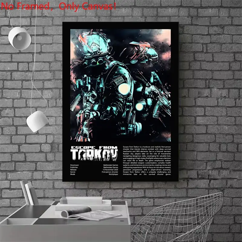 1 piece/set frameless canvas painting print poster, Game Poster art，Escape from Tarkov Game Poster，a perfect gift for Video games loves, ideal gift for bedroom, living room, dorm hallway, kitchen, mural, wall decoration, room decor