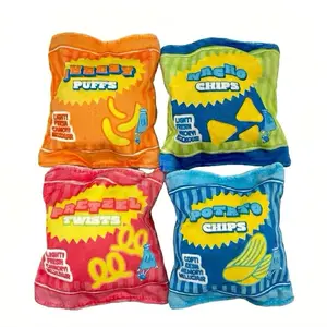 CRUNCH SNACKZ Squishy Fidget Plush Crinkle Potato Chips Nacho Chips Pretzel Twists Cheesy Puffs Bead Filled Fidget Toy for Stress Relief and Sensory Play