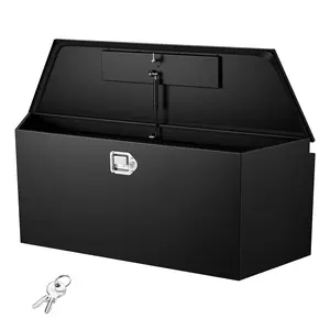 Steel Trailer Tongue Box 49" x 13.9" x 18.5", Heavy-Duty Tool Box With Lock And Keys, Utility Tool Chest For Pickup Truck Bed, RV, SUV, Off-Road Vehicle, Powder-Coated Steel, Weather-Resistant, Mounting Hardware Included, Black