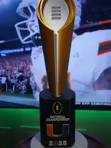 Miami Hurricanes 2025 CFP National Championship Trophy Replica | 17-Inch Non-Customizable College Football Playoff Trophy