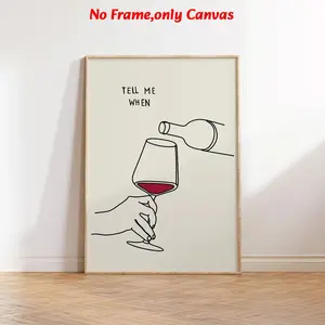 1 pc, wall art, modern poster, modern wine print, fun kitchen decor, modern home decor, bar cart wall art, wine bottle poster, drinking quote print line art poster, restaurant decor, kitchen decor, unframed
