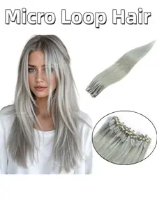 50pcs Micro Loop Hair Extensions, Natural Straight Human Hair, Easy Installation, No Glue Needed, Available in Multiple Colors