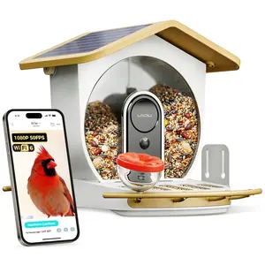 Dual Camera Bird Feeder with Camera, 1080P 50FPS Smart Bird Feeder for Outside, AI Bird Recognition, Solar Powered WiFi 6, IP65 Waterproof