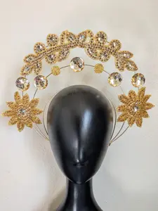 Gold Goddess Double Halo Crown – Gemstone Festival Headpiece
