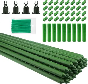 26 PCS 48inch/60inch Garden Support Stakes Plastic Coated Deformable Climbing Plant Trellis Plant Climbing Frame for Tomato Cucumber Eggplant Vine Vegetable