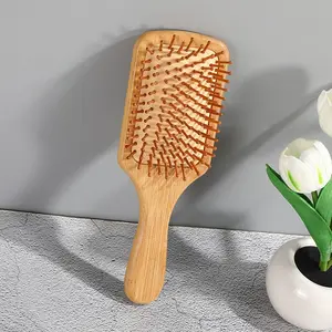 Massage Bamboo Comb, Handheld Round Head Bamboo Teeth, Gentle on Hair, Women's Long Hair, Home Use, Rubber Cushion Comb