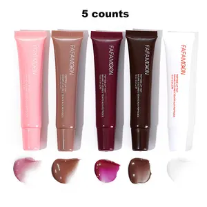 Set of 5 Pack Hydrating Long-Lasting Glossy Lip Glosses, Mirror Finish Liquid Lip Stains, Non-Stick Cup Glass Lip Oil, Moisturizing Lip Care Makeup