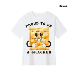 Proud to Be a Cracker Funny Snack Themed Apparel T-Shirt, Men'S And Women'S Four Seasons Casual Round Neck Outdoor Personality Short-Sleeved T-Shirt, Slightly Elastic, 100%, S-XXXL
