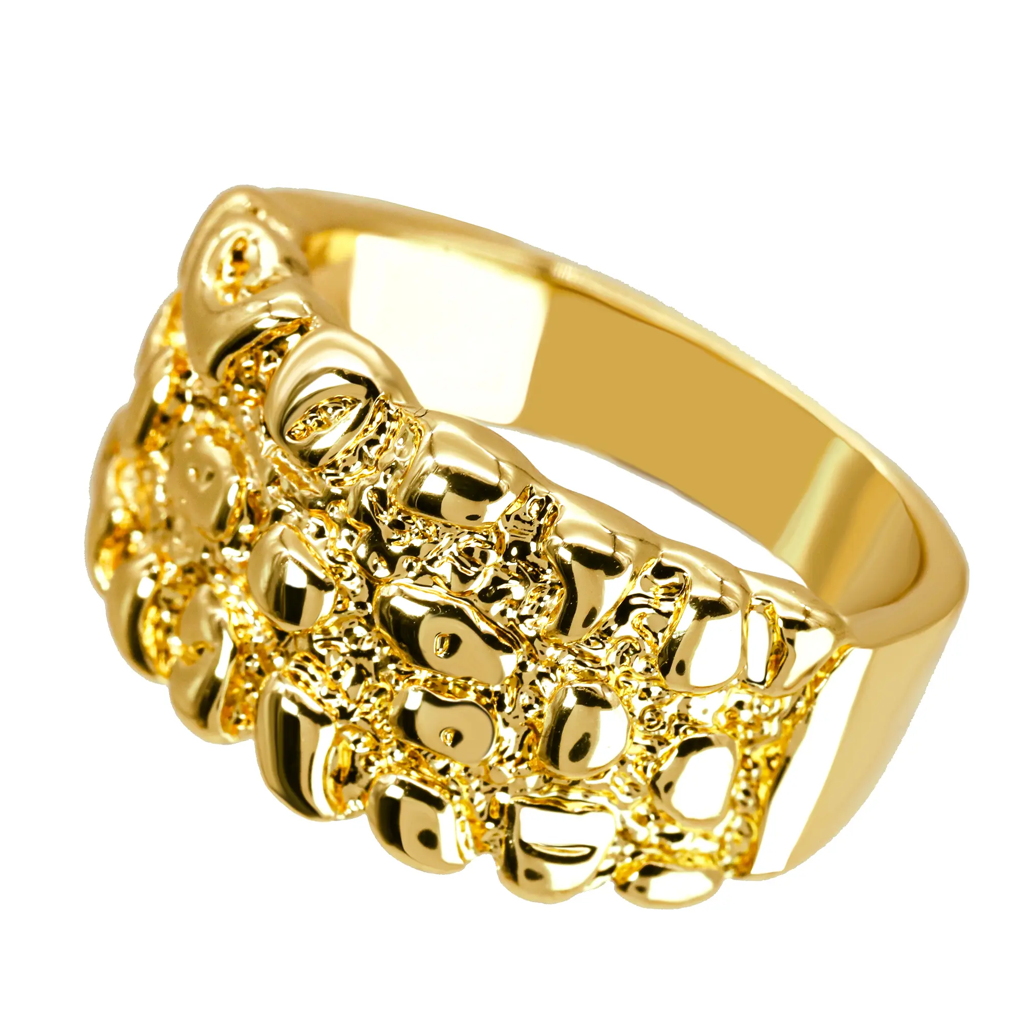 14K Gold Nugget Ring - Size 7 to 12 | Elegant Pinky Finger Ring Gold Plated Men's & Women's Fashion