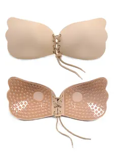 Women's Strapless Push-Up Seamless Bra, Invisible Silicone Nipple Cover, Adjustable Buckle Design, All-Season Comfort Fit Underwear, Lady