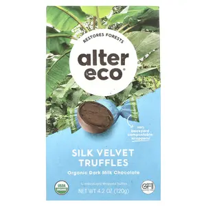 Alter Eco Organic Dark Milk Chocolate, Silk Velvet Truffles, 10 Individually Wrapped Truffles, 4.2 oz (120 g)
