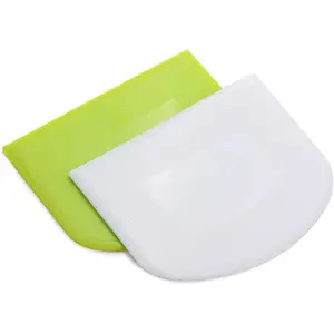 2 count Plastic Dough Scraper Bowl Scraper, -Grade Bench Scraper, Flexible Dough , Multipurpose  Scrappers for Bread, Cake, Cream, Fondant(White+Green)