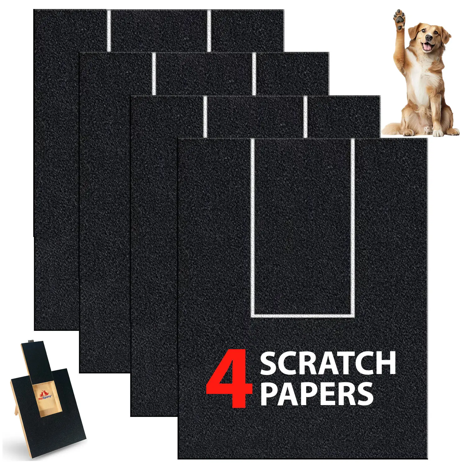 PetSpany 4 PCS Premier Self-Adhesive Sandpaper, 14.55x10.39 Inch (37x26.4 cm), 80 Grit – Perfect replacement for Dog Nail Scratch Boards. Easy & stres