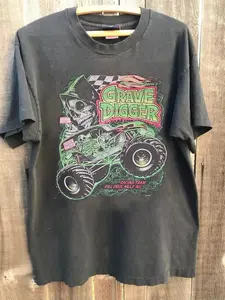 Grave Digger Racing Team Monster Truck Charcoal Unisex Tshirt For Men Women