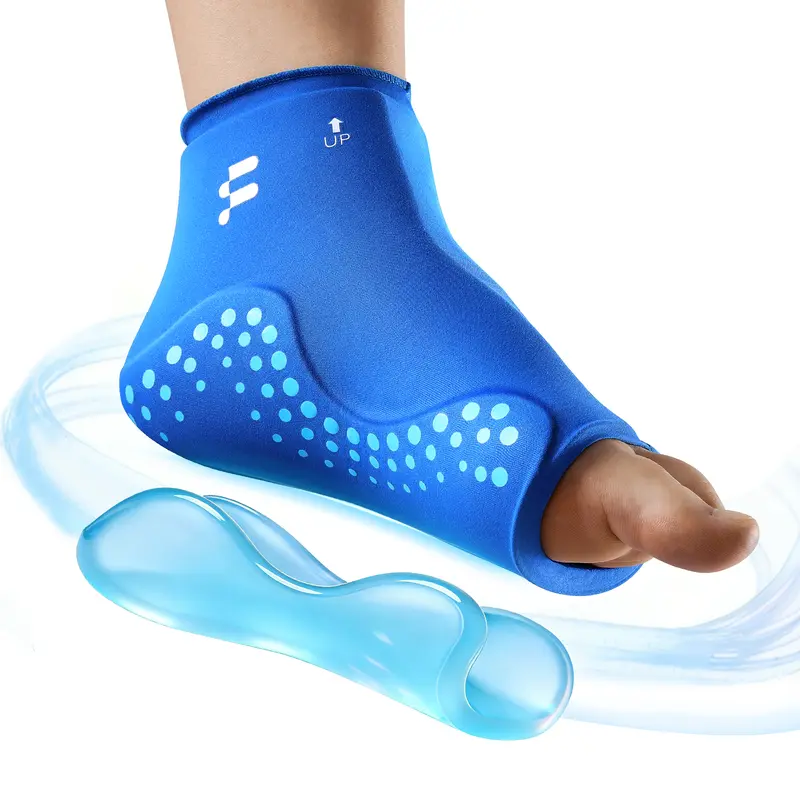 Fitomo Plantar Ice Pack Wrap - Comfortable Wearable Foot Icepack with 3D Cooling Tech for Hot & Cold Compression Therapy, Reusable Ankle Compression Cuff (Single Item, 1 Size) for Adults, Relieves Plantar Fasciitis, Heel Pain, Swelling, Everyday Use