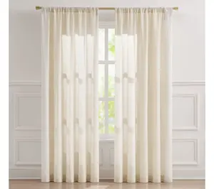 Lush Decor Emily Leaves Embroidered Window Curtain Panels Pair