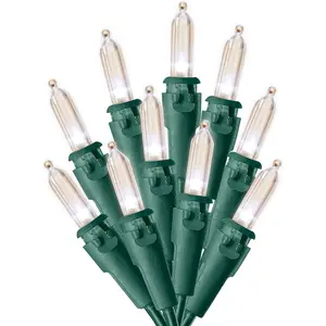 SYLVANIA 100 LED Warm White Mini Christmas Lights with Green Wire. 24.5' Lighted Length Glass Traditional
