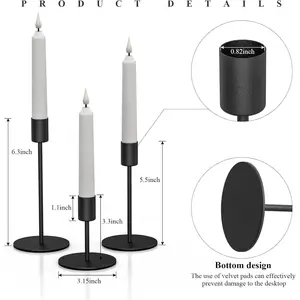 Official Product Halloween Short Black Candlestick Holders Taper Candle Holders Set of 3 Candlestick Holder Ideal for Table Centerpiece Dinner Party Wedding