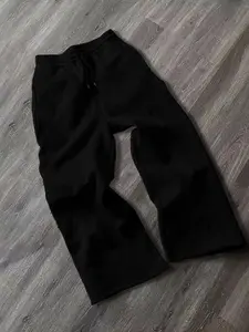 Men's Solid Drawstring Waist Pocket Pants, Loose Casual Comfy Straight Leg Trousers for Summer, Men's Bottoms for Daily Wear