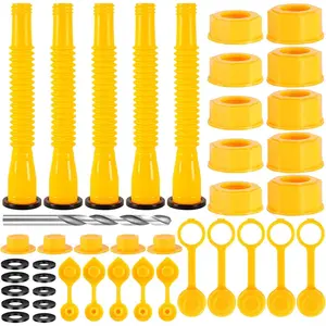 Gas Can Spout Replacement, Gas Can Nozzle, Flexible Pour Nozzle Suitable for  1/2/5/10 Gal Oil Cans,  Can Spout Replacement with Gas  Vent Caps (5 Kits)