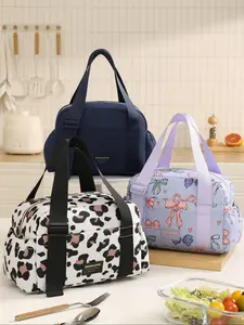 Half Round Insulated Eco-Friendly Portable Food Container, Reusable Lunch Bag, Leak-Proof Compact Design with Adjustable Shoulder Strap, Durable Insulated Bag