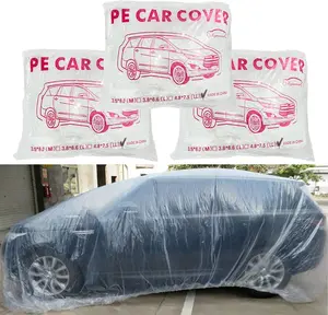 3 Packs Disposable  Cover Clear Plastic  Cover Universal Rain Dust Garage Cover with Elastic Band Large (15.7FT x 24.6FT)