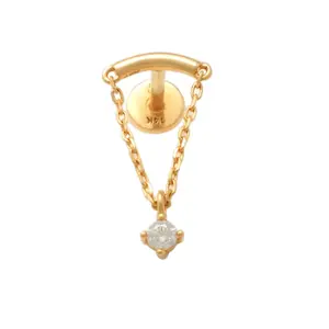 14K Solid Gold Cubic Zirconia Ear Piercings