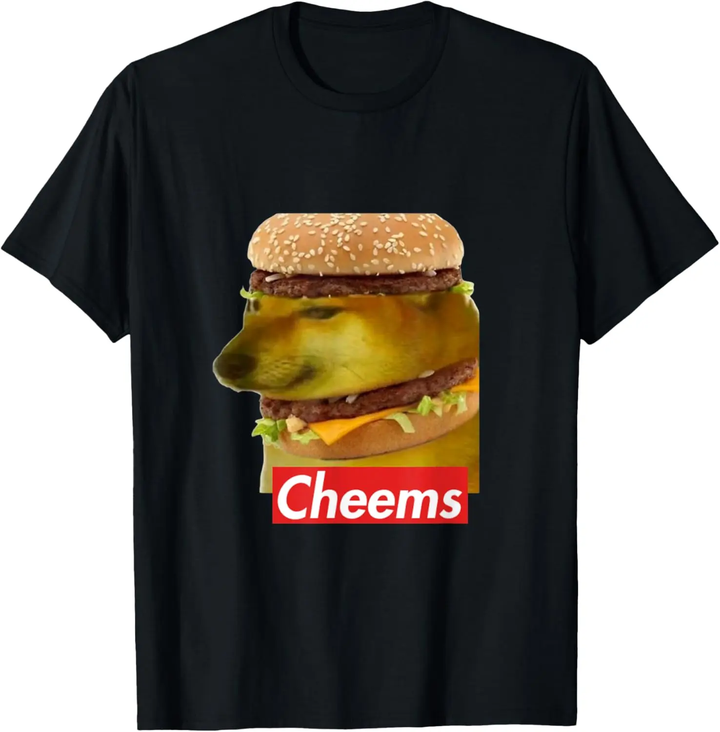 Cheems Cheemsburbger Ironic Doge Meme T-Shirt Pure Cotton Graphic Tees Menswear Top: Gifts for Men & Women, Natural, Casual