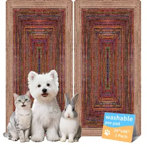 Machine Washable Reusable Pee Pads for Dogs Cats, Rug Style Decorative Pet Mat, Super Absorbent Waterproof Leakproof Non-Slip Puppy Training Pads, for Potty Training, Whelping, Crate, Playpen, Floor, Travel, Pet Friendly Rug