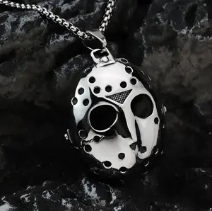 Men's Quality 316L Stainless Steel Friday 13th Jason Mask Pendant Necklace