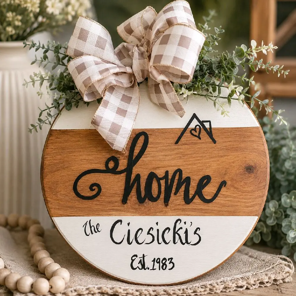 Last Name Custom Door Decor, New Home Gift, Year Round Wreath, Family Door Sign