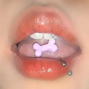 Personalized Cute Bone Tongue Nail Fashion Tongue Ring Stainless Steel Tongue Nail Punk Style Body Piercing Jewelry