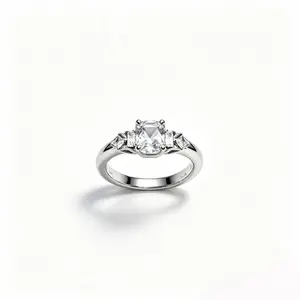 Sparkling Round CZ Promise Ring Copper-Zinc Alloy Silver Tone Ring with Side Stones Elegant Jewelry Sparkling Jewelry Gift