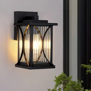 2-Pack Outdoor Wall Lantern, Exterior Wall Light Fixtures Waterproof, Vintage Farmhouse Porch Light, Black Outside Sconce Lighting, E26 Base for Front Door, Garage, Patio, Entryway, House Lighting