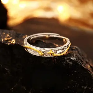Adjustable Comet Ring, Stainless Steel Punk Jewelry for Women Men, Comfort Fit Daily Wear Gift Idea