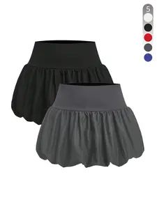 Women's Solid Color Bubble Hem Skirts Set, Cute Fashion Mini Skirts for Daily Wear, All-Season Women's Bottoms