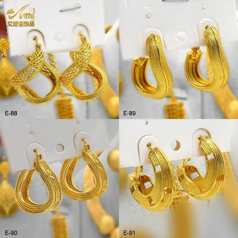 ANIID New Fashion Chunky Hoop Earrings Exaggerate African Dubai 24k Gold Color Large Style For Women Jewelry Party Gifts