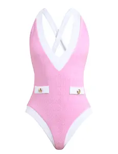 PRE-ORDER-L'AGENCE Lisa Plunge One Piece Swimsuit in Blush
