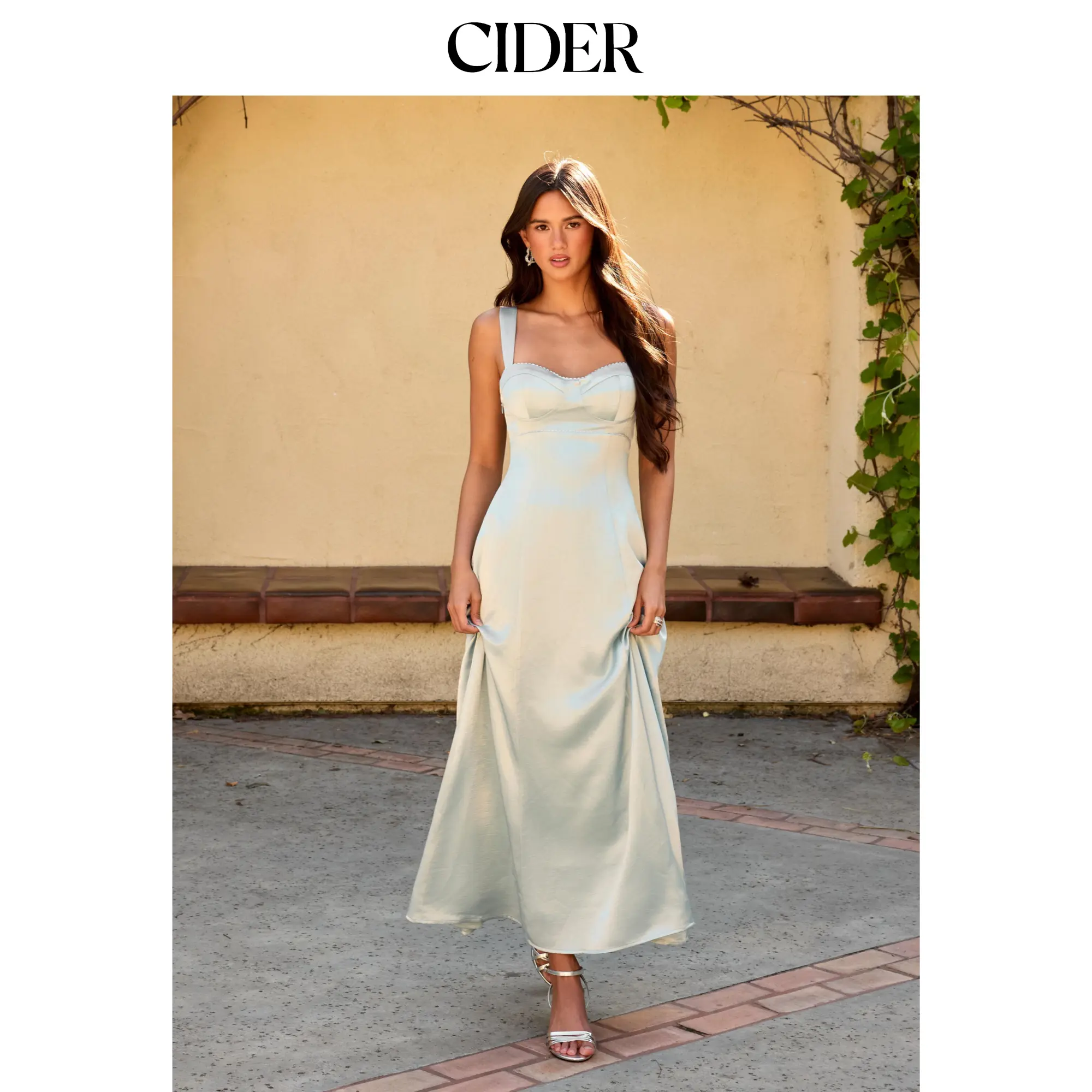Cider Women's Satin Mermaid Maxi Dress, Elegant Formal Evening Gown with a Sweetheart Neck and Lace-up Back, Formal Wear