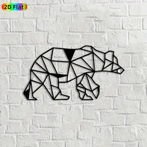 1pc Geometric Bear Metal Wall Art, Abstract Bear Statue Mural, Ideal Gift for New Year, Christmas, Wildlife Decor Enthusiasts, Weather-Resistant Metal Wall Decor Wall Sculptures, Perfect for Patio Wall & Garden Fence, Stylish Outdoor Decor Accent