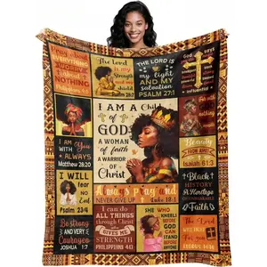 Christian Gifts For Women, African American Christmas Christian Gifts, Religious Catholic Gift, God Inspirational Spiritual Present Blanket 50"X 60"-280gsm summerwins,summerwins
