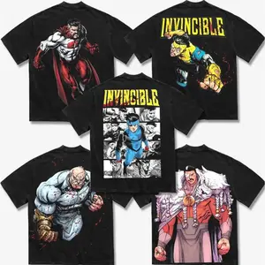 Invincible Viltrumite Collection Graphic Tee Omni-Man Conquest Thragg Oversized Black T-Shirt Comic Print Unisex Streetwear